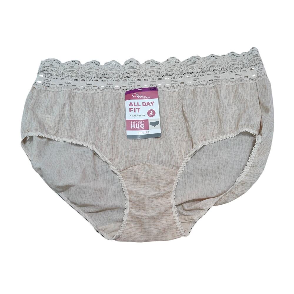 Olga Secret Hug Hipster Panty 0913J3 Woven Print Womens 9 / XXL